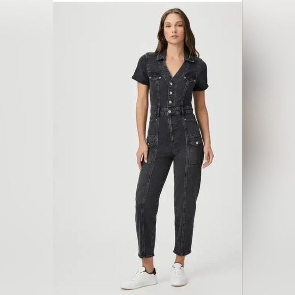 PAIGE Pants - Paige Alexis Short Sleeve Jumpsuit in Dark Asphalt - NWT